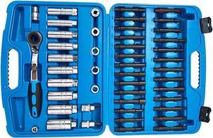 Socket Wrench Set 47PCS Shock Absorber Strut Nut Removal Tool Socket Set Pass Through Socket Set High Hardness Shock Absorber Socket Wrench Kit for All Vehicles Ratchet and Socket Set Suspension Tools