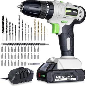 PHALANX 20V Cordless Drill Set - Multifunctional 3-in-1 Power Drill Set with Battery and Fast Charger, 20+3 Torque Impact Drill, 3/8" Chuck Electric Screwdriver Hammer Drill, 48 Driver Drill Bits