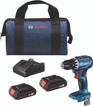 BOSCH GSR18V-400B22 18V Compact Brushless 1/2 in. Drill/Driver Kit with (2) 2.0 Ah Slimpack Batteries