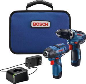 BOSCH GXL12V-220B22 12V Max 2-Tool Brushless Combo Kit with 3/8 In. Drill/Driver, 1/4 In. Hex Impact Driver and (2) 2.0 Ah Batteries, Brushless 12V Kit