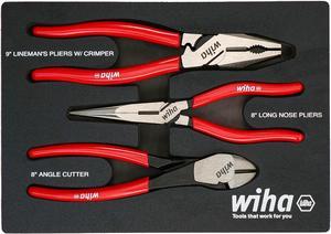 Wiha 34680 3 Piece Classic Grip Pliers and Cutters Tray Set