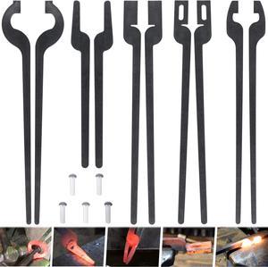 DIY Rapid Tongs Bundle Set - 5 Types of Tong Bundles Set with Rivet for Blacksmith Beginners Including Rapid Bolt, Scrolling, Flat Jaws, Slot Jaws and V-Bit Tongs, Can be Heated