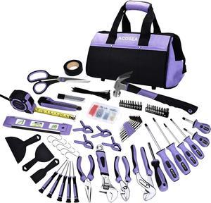 ACOSEA Purple Tool Set,223-Piece Tool Sets for Women,Tool Kit with 13-Inch Wide Mouth Open Purple Tool Bag,The Basic Tool Set is Perfect for Home Maintenance (PURPLE)