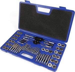 WAKUKA Tap and Die Set 60 PieceSAE&METRIC - Include SAE Inch Size #4 to 1/2 and Metric Size M3 to M12, Coarse and Fine Threads | Thread Milling Taps Kit(Hexagonal Mater)