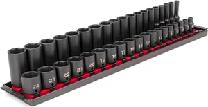 TEKTON 3/8 Inch Drive 6-Point Impact Socket Set with Rails, 38-Piece (6-24 mm) | SID91211 TEKTON 3/8 Inch Drive 6-Point Impact Socket Set with Rails, 38-Piece (6-24 mm) | SID91211