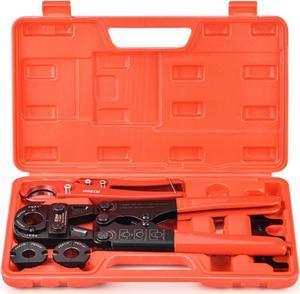 iCrimp Pex Pipe Crimping Tool kit for 3/8",1/2",3/4",1" Copper Ring with Free Gauge&Pex Pipe Cutter -Suits All ASTM F1807 Fittings-Light and Portable