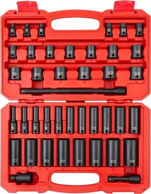 TEKTON 3/8 Inch Drive 6-Point Impact Socket Set, 41-Piece (6-24 mm) | SID91401