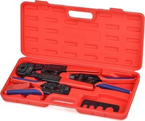 iCrimp PEX Crimping Tool Set for Copper Crimp Ring and PEX Cinch Clamp, Crimping and Removing PEX Crimp Fittings 1/2'', 3/4'', 1'', 7 Pieces