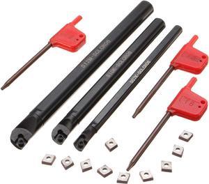 VeYocilk Lathe Boring bar Set:3pcs SCLCR06 Boring Bar Turning Tools Holder with 10pcs CCMT060204 Carbide Inserts 3Pcs Wrenches