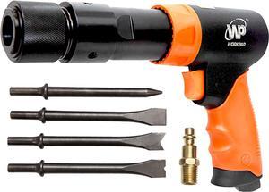 WORKPAD 190mm Long Barrel Air Hammer with Quick Change Chisel Retainer and 4-Piece Chisels Set, Pneumatic Tools