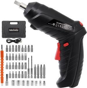 MYMULIKE Electric Screwdriver, 47 in 1 Cordless Screwdriver Tool Kit, 3.6V Drill/Driver Set with Echargeable Battery & Led Light, 180° Adjustable for Basic Home and Office Repairs