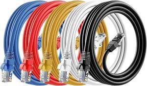 Cat6 Ethernet Cable - 6ft (1.8M) 5-Pack Multi-Color, Cat6 RJ45, LAN, 24AWG UTP, Network, Patch, Internet Cable - (6 feet, 5 Pack)