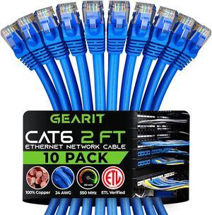 GearIT Cat 6 Ethernet Cable 2 ft (10-Pack) - Cat6 Patch Cable, Cat 6 Patch Cable, Cat6 Cable, Cat 6 Cable, Cat6 Ethernet Cable, Network Cable, Internet Cable - Blue 2 Feet