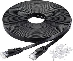  Cat 6 Ethernet Cable 100 ft (30.48M), Suntony Flat Internet Cable with Rj45 Connectors, High Speed LAN Wire with Clips (Black)