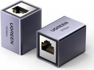 UGREEN Ethernet Extender 10Gbps, 2 Pack Ethernet Coupler for Cat8 Cat7 Cat6 Cat5 Cable, 328ft Long Distance Extend, Aluminum Alloy Shell, Space Grey
