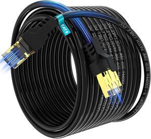 Cat 8 Ethernet Cable 50ft,High Speed 40Gbps,2000Mhz,26AWG,Gold Plated RJ45 Connector,for Outdoor&Indoor Weatherproof UV,for/PC/Modem/Router/Gaming,Faster Than Cat7/Cat6/Cat5
