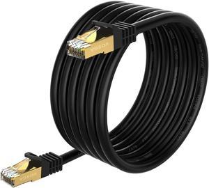 VOSGA Outdoor Cat 6 Ethernet Cable 25M/80 ft,FTP-550MHZ-Shielded CAT6 RJ45 Network LAN Waterproof Direct Burial Internet Cord 25M Round Black