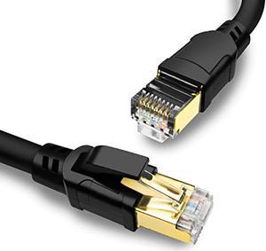 Yauhody CAT8 Ethernet Cable 33FT, High Speed 40Gbps 2000MHz 26AWG Internet Network LAN Cable with Gold Plated RJ45 Connector for Router, Modem, PC, Switches, Hub, Laptop, Gaming, Xbox (33ft/10m) Black