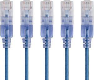 Monoprice 5-Pack SlimRun Cat6A Ethernet Network Patch Cable 10G 2ft- Blue