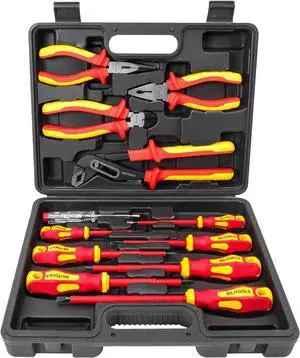 Insulated Screwdriver & Pliers Set 1000V Electrical Tools for Electrician Magnetic Phillips Slotted Pozidriv Tips