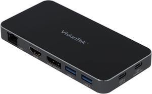 VisionTek - VT350 Dual Display USB-C Docking Station with Power Passthrough ? DP, HDMI, Ethernet, 2X USB-A, 1x USB-C for Windows, Mac, Chromebook, Ipad - 901527