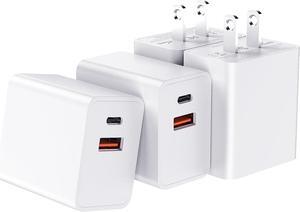 USB C iPhone 15 Fast Charger Block, 20W PD Dual Port USB-C Power Adapter Charger Type C Fast Charging Block Compatible for iPhone 15 Pro Max/iPhone 15/14 13 Pro Max/iPad, for Samsung Series, 4Pack
