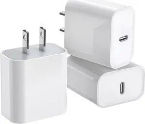 3Pack iPhone 16/15 Charge Block USB C Charger i Phone Charger Adapter Quick Fast Charger Adapter Plug 20W Power Delivery Type C Fast Charging Block for iPhone 16/15/14/13/12 iPad Pro/Air/Mini/AirPods