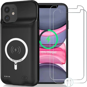 Wireless Charging Case for iPhone 11, 10000mAh High Capacity Portable Rechargeable Protective Battery Case Wireless Charging Compatible with iPhone 11 (6.1 inch) Extended Battery Charger Case (Black) Wireless Charging Case for iPhone 11, 10000mAh High Capacity Portable Rechargeable Protective Battery Case Wireless Charging Compatible with iPhone 11 (6.1 inch) Extended Battery Charger Case (Black)