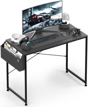 MoNiBloom Writing Computer Desk 40", Simple Home Office Gaming Desk with Storage Bag, Space Saving Table - Black