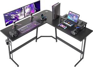 BANTI L Shaped Desk, Computer Gaming Desk, Home Corner Desk, Office Writing Workstation with Large Monitor Stand, Space-Saving, Easy to Assemble, Black