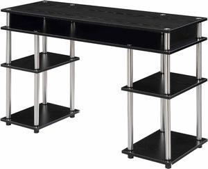 Convenience Concepts Designs2Go No Tools Student Contemporary Office Desk and Vanity with Shelves, 47.25" L x 15.75" W x 30" H, Black