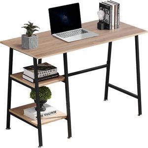 VECELO 43 Inch Computer Modern Student Writing Home-Office, Ladder Desk, Oak+Black Leg