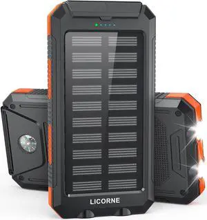 Solar Charger Power Bank Fast Charging - 30000mAh Portable Solar Phone Battery Panel Charger QC3.0 Dual USB Port Battery Pack Charger for All Cell Phones & Electronic Devices (Orange)