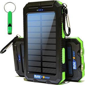 SolarCharger Power Bank 20000mAh, Portable Solar Pone Charger with Compass,Carabiner, Whistle,Flashlights,Solar Panel Charger,Camping Gear Accessory (Green)