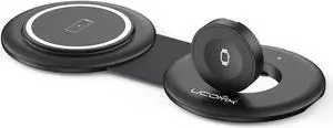 UCOMX Nano Mini Magnetic 2 in 1 Wireless Charger,Traveler Wireless Folding Charging Station,Compatible for iPhone 12/13/14/15 Pro Max,AirPods Pro,iWatch Ultra,Travel Charger for Multple Devices