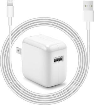 iPad Charger iPhone Charger 12W USB Wall Charger Foldable Portable Travel Plug with USB Charging Modem Cables Compatible with iPhone, iPad, iPad Mini, iPad Air 1/2/3, Airpod