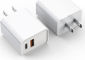 iPhone 16/15 Charger Block 2Pack 20W Dual Port PD Fast USB C Wall Charger Adapter + USB A Quick Charging Brick Plug Compatible with iPhone 16/15/14/13/12/11/Pro Max/Plus/XS/XR/X iPad AirPods and More