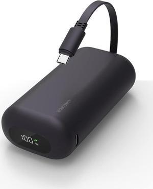 Portable Charger with Built-in USB-C Cable,10000mAh 18W PD Fast Charging Power Bank.Ultra-Compact Battery Pack Compatible with iPhone 15,15 Plus,15 Pro,Samsung Galaxy S23,S22,S21,Moto,LG (Black)