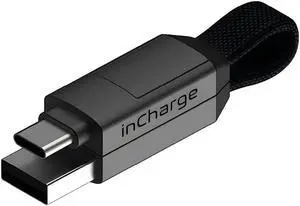 inCharge 6 - Keychain USB C Charger Cable Lightning Cable and Micro-USB for Smartphone Universal Cable Charger 6 in 1 USB Plug 15W Gray