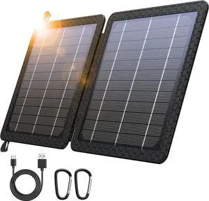 BLAVOR 10W Portable Solar Charger(5V/2A Max), Waterproof IPX4 Foldable Solar Panel with Dual Smart USB Output Compatible with iPhone Xs/X/8/7, iPad, Samsung for Outdoor Hiking Camping Backpacking