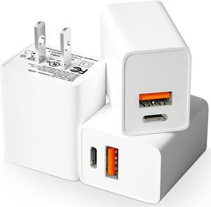 [3 Pack] USB C Wall Charger, Type C Charger Block, 20W USB C Charger Block, Fast Charging Blocks Plug for iPhone 15/14/14 Pro, Type C Charging Adapter Cubes Compatible for Apple Watch SE 9 8, White