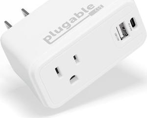 Plugable Wall Outlet Extender with 1x USB-C and 1x USB, 32W USB C Charger Block, USBC Fast Charger for iPhone 13/14, Travel, Home, Office, Cruise Ship