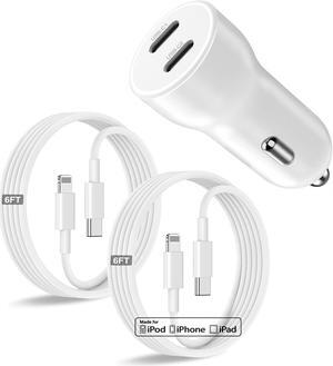 iPhone 14 13 Car Charger [ MFi Certified] 45W Dual Port USB C Rapid  Car Adapter with 6ft Type C to Lightning Cable Fast Charging for iPhone 14 Pro/14 Pro Max/14 Plus/13/12/11/X/XS/SE iPad