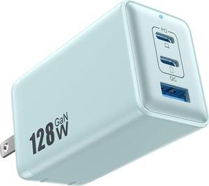 128W USB C Charger,GaN III Foldable Compact Wall Charger,3 Port Charging Station PD QC PPS Fast Charger Laptop Adapter for MacBook Pro/Air,iPad,iPhone 15/Pro,Galaxy S23 Ultra,Steam Deck,Dell XPS