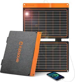 FlexSolar 20W Portable Solar Panel, High-Efficiency Monocrystalline PV Module Power Charger with Dual USB Ports for Phones, Tablets, Power Bank, Camera and Other Off-Grid Applications