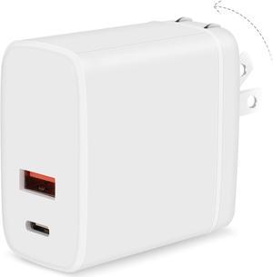 65W USB-C Charger, Dual Port QC + PD 3.0 Wall Charger, Foldable GaN Fast Charger for MacBook Pro/Air/iPad Pro/iPhone15/15 Plus/ 14/14 Plus/14 Pro Max/Apple Watch, and More