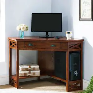Leick Home Corner Computer and Writing Desk, Oak Finish