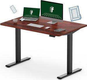 FLEXISPOT EN1 Electric Stand Up Desk 48 x 30 Inches Whole-Piece Desk Board Ergonomic Memory Controller Standing Height Adjustable Desk (Black Frame + 48" MahoganyTop, 2 Packages)