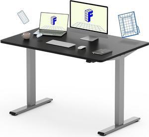 FLEXISPOT Electric Height Adjustable Desk with Desktop, 48 x 30 Inches, Standing Desk Stand Up Desk Workstation (Silver Frame + 48 in Black Top)