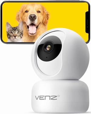 VENZ Indoor Camera,1080P Home Security Camera,360° PTZ Baby Monitor with Camera and Audio,2.4G WiFi Pet Dog Camera with Phone App,Smart Inside Cameras for House